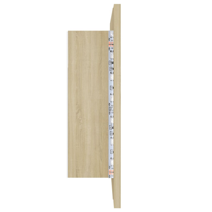 Badkamerkast Met Spiegel Led 60X2X45 Acryl Kleurig Sonoma eiken