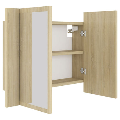 Badkamerkast Met Spiegel Led 60X2X45 Acryl Kleurig Sonoma eiken