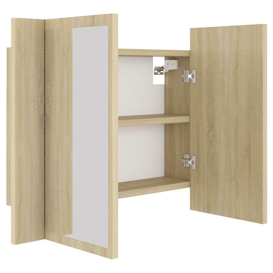 Badkamerkast Met Spiegel Led 60X2X45 Acryl Kleurig Sonoma eiken