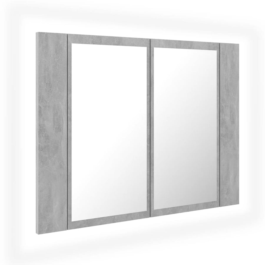 Badkamerkast Met Spiegel En Led 60X2X45 Cm Acryl Betongrijs