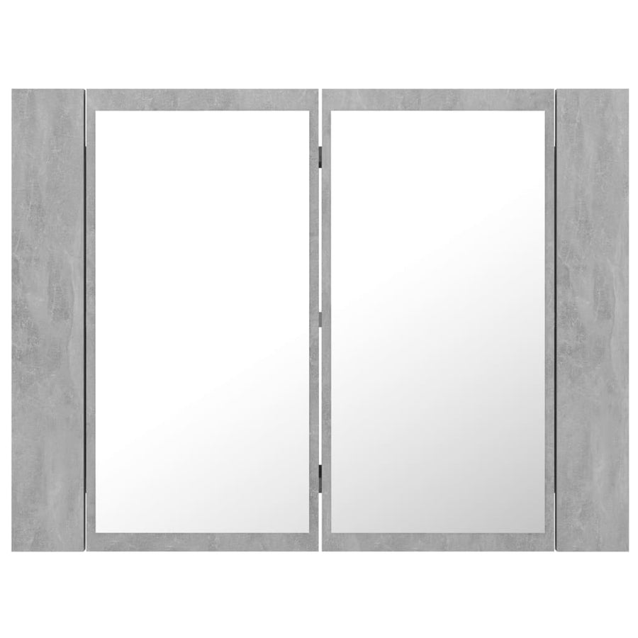 Badkamerkast Met Spiegel En Led 60X2X45 Cm Acryl Betongrijs