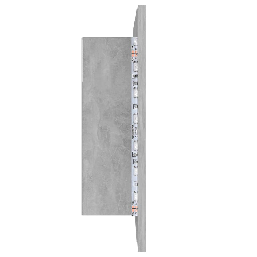 Badkamerkast Met Spiegel En Led 60X2X45 Cm Acryl Betongrijs
