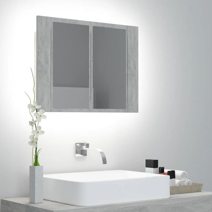 Badkamerkast Met Spiegel En Led 60X2X45 Cm Acryl Betongrijs