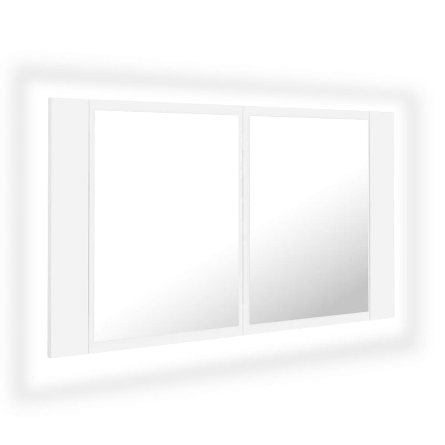 Badkamerkast met spiegel en LED 80x12x45 cm acryl wit Wit