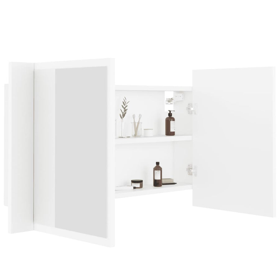 Badkamerkast met spiegel en LED 80x12x45 cm acryl wit Wit