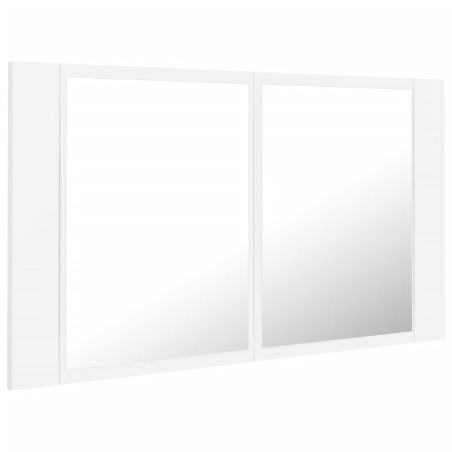 Badkamerkast met spiegel en LED 80x12x45 cm acryl wit Wit