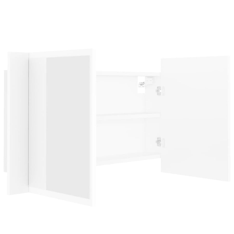 Badkamerkast met spiegel en LED 80x12x45 cm acryl wit Wit