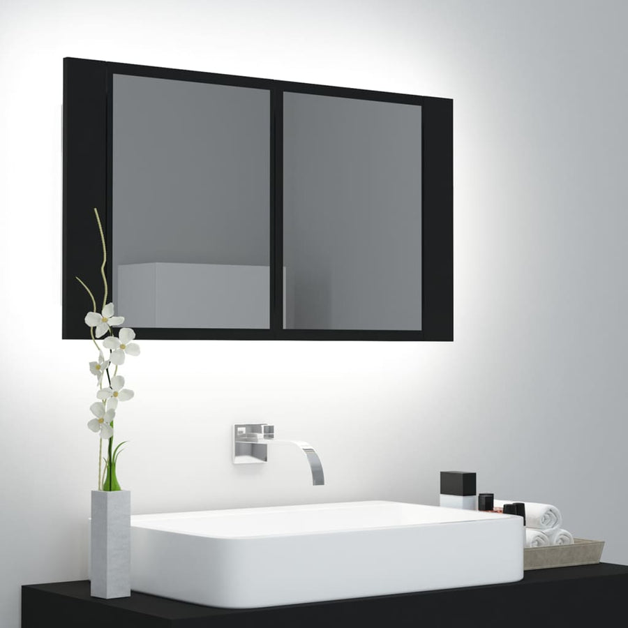 Badkamerkast Met Spiegel En Led 80X2X45 Cm Acryl