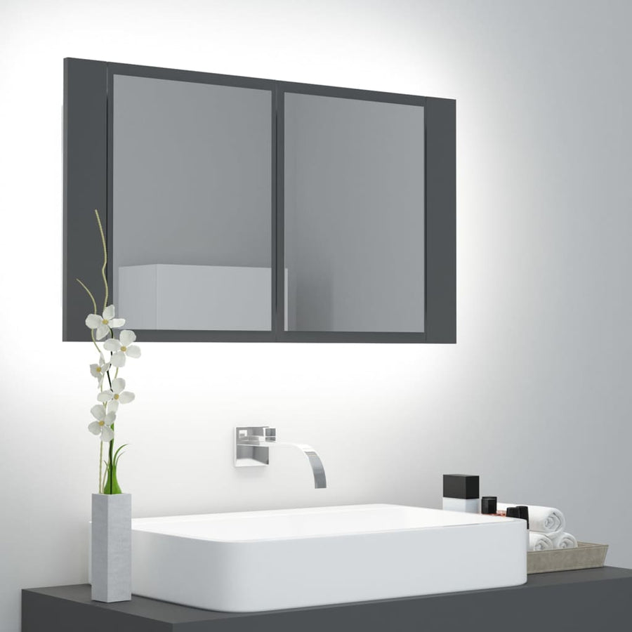 Badkamerkast Met Spiegel En Led 80X2X45 Cm Acryl