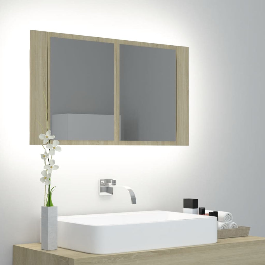 Badkamerkast Met Spiegel En Led 80X2X45 Cm Acryl