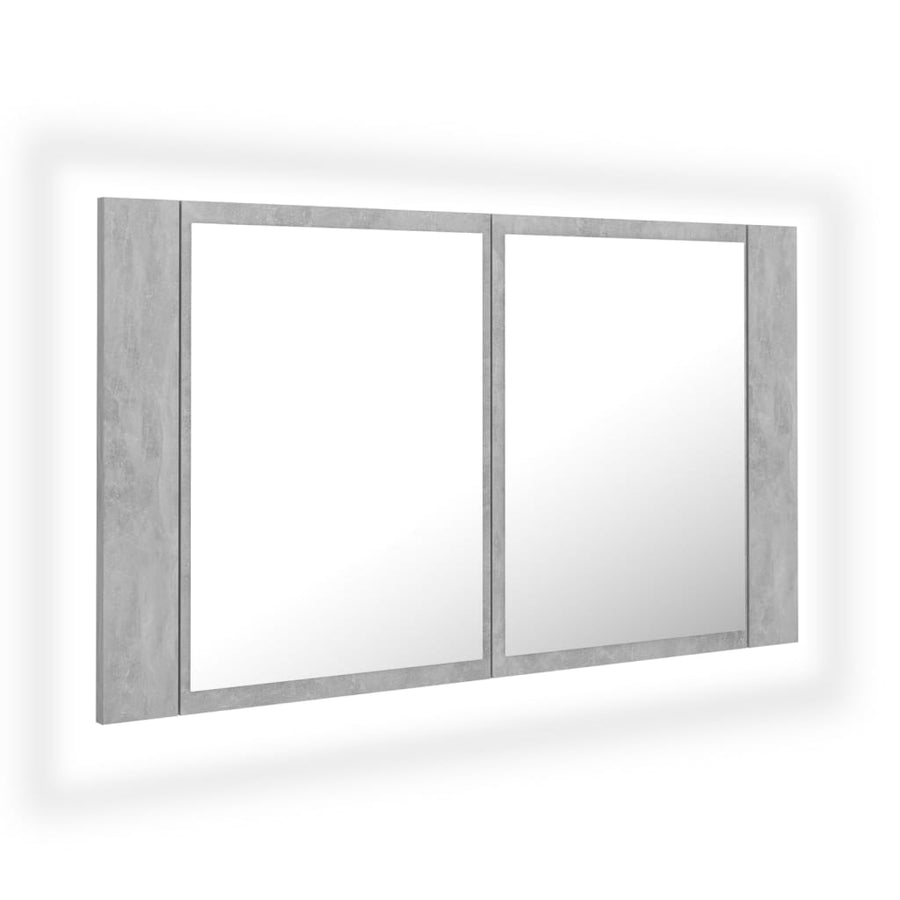 Badkamerkast met spiegel en LED 80x12x45 cm acryl betongrijs Betongrijs