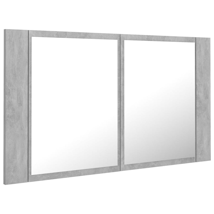 Badkamerkast met spiegel en LED 80x12x45 cm acryl betongrijs Betongrijs