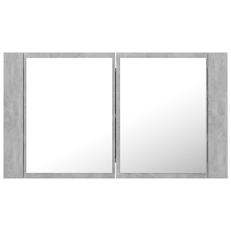 Badkamerkast met spiegel en LED 80x12x45 cm acryl betongrijs Betongrijs