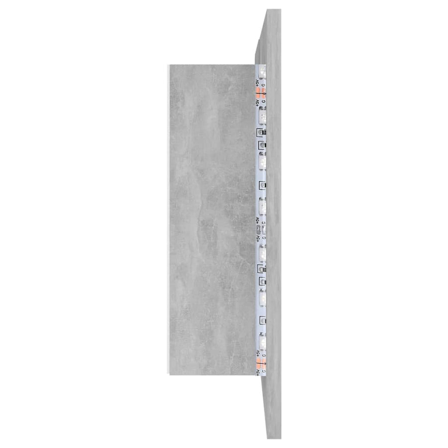 Badkamerkast met spiegel en LED 80x12x45 cm acryl betongrijs Betongrijs