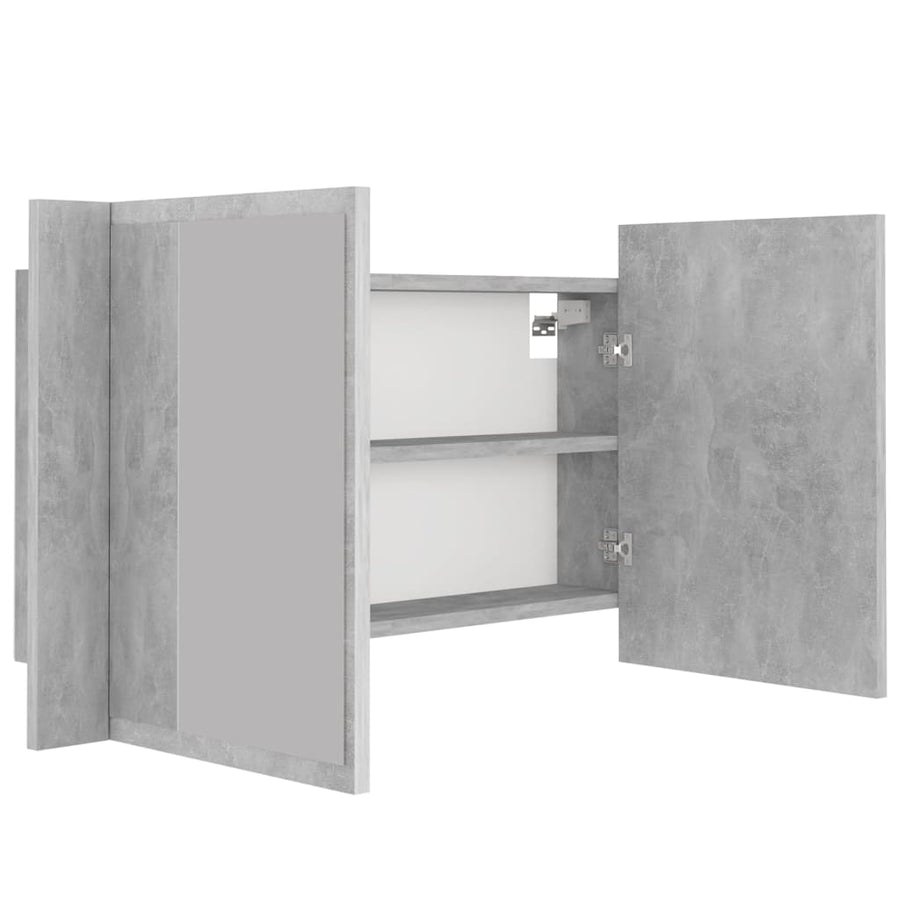 Badkamerkast met spiegel en LED 80x12x45 cm acryl betongrijs Betongrijs