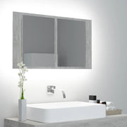 Badkamerkast met spiegel en LED 80x12x45 cm betongrijs