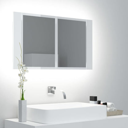 Badkamerkast Met Spiegel En Led 80X2X45 Cm Acryl