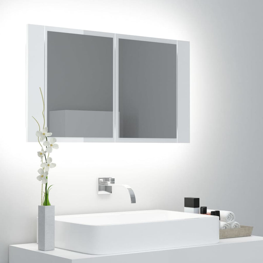 Badkamerkast Met Spiegel En Led 80X2X45 Cm Acryl