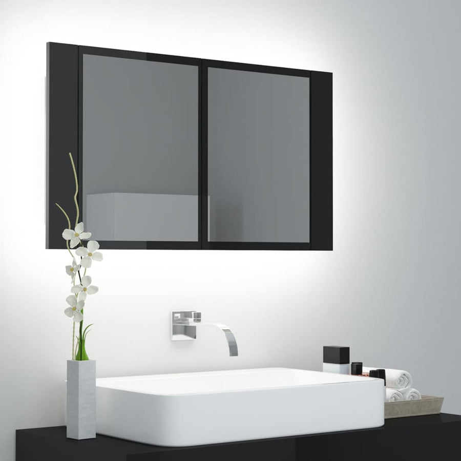 Badkamerkast Met Spiegel En Led 80X2X45 Cm Acryl
