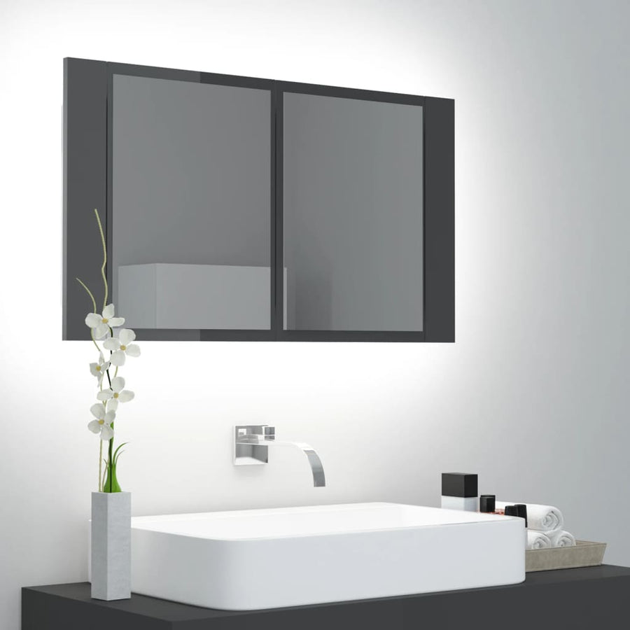 Badkamerkast Met Spiegel En Led 80X2X45 Cm Acryl