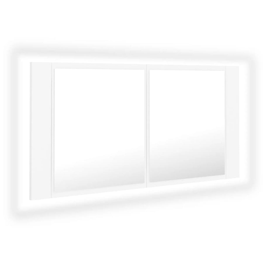 Badkamerkast met spiegel en LED 90x12x45 cm acryl wit Wit