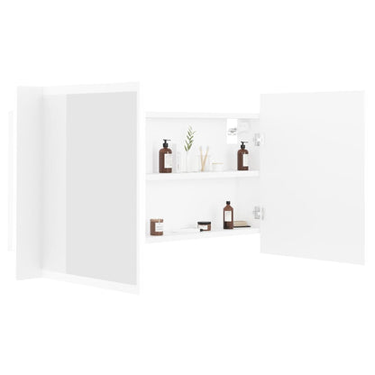 Badkamerkast met spiegel en LED 90x12x45 cm acryl wit Wit