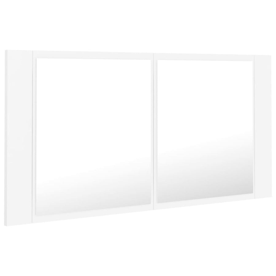 Badkamerkast met spiegel en LED 90x12x45 cm acryl wit Wit