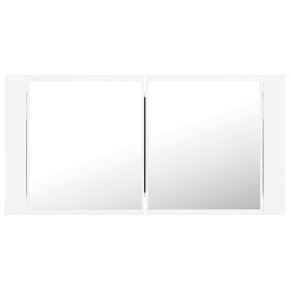Badkamerkast met spiegel en LED 90x12x45 cm acryl wit Wit