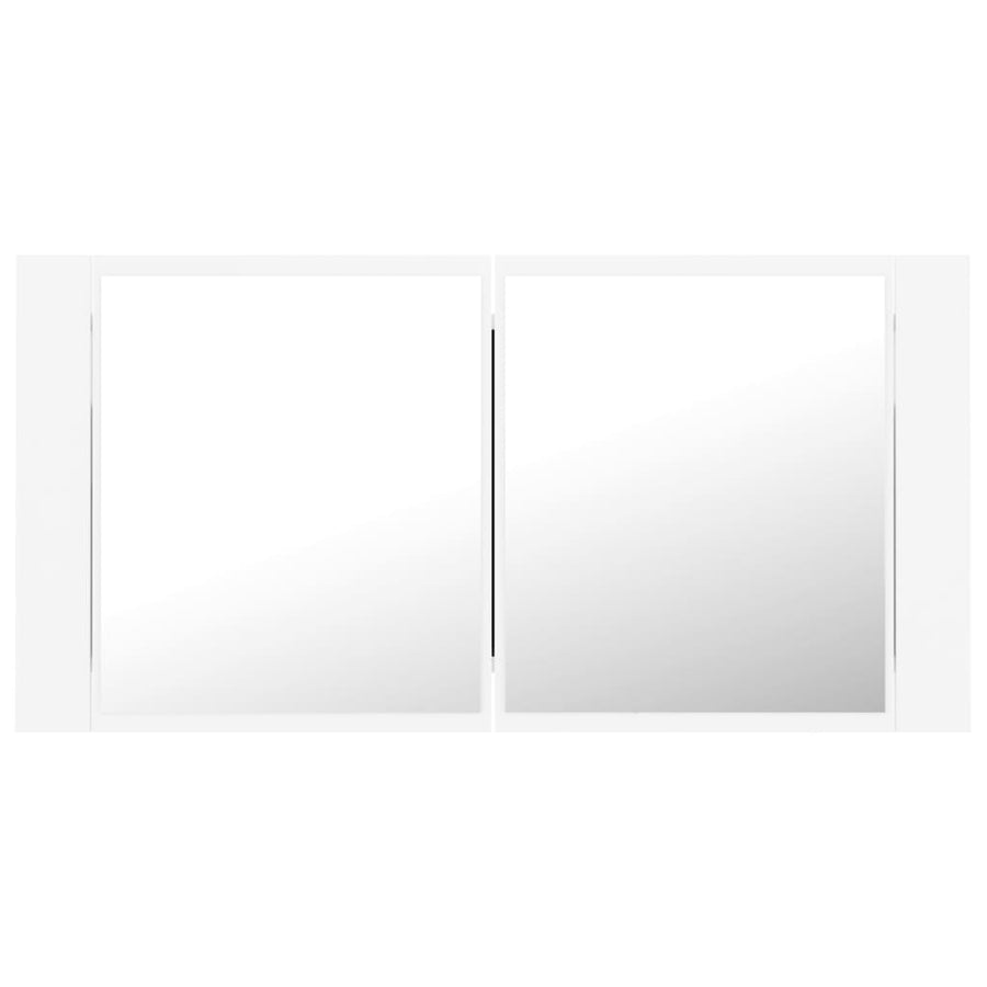 Badkamerkast met spiegel en LED 90x12x45 cm acryl wit Wit