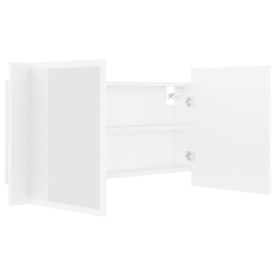 Badkamerkast met spiegel en LED 90x12x45 cm acryl wit Wit