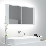 Badkamerkast met spiegel en LED 90x12x45 cm wit acryl