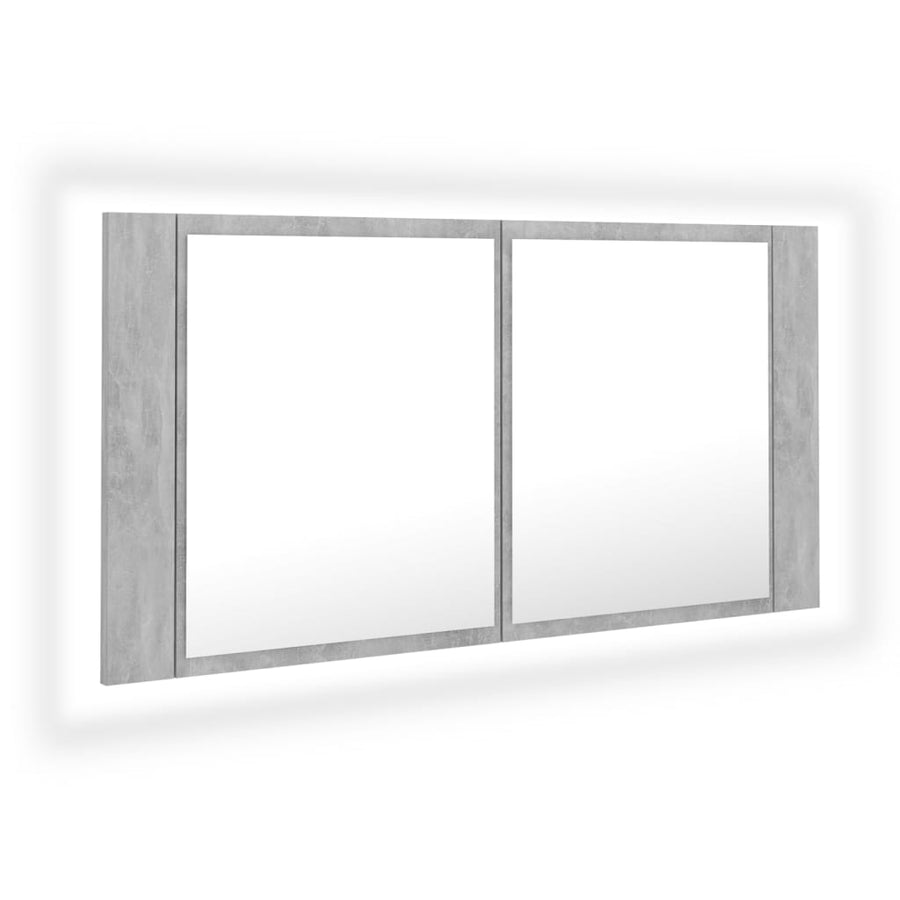 Badkamerkast met spiegel en LED 90x12x45 cm acryl betongrijs Betongrijs