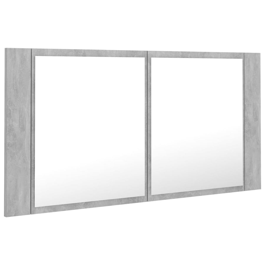 Badkamerkast met spiegel en LED 90x12x45 cm acryl betongrijs Betongrijs