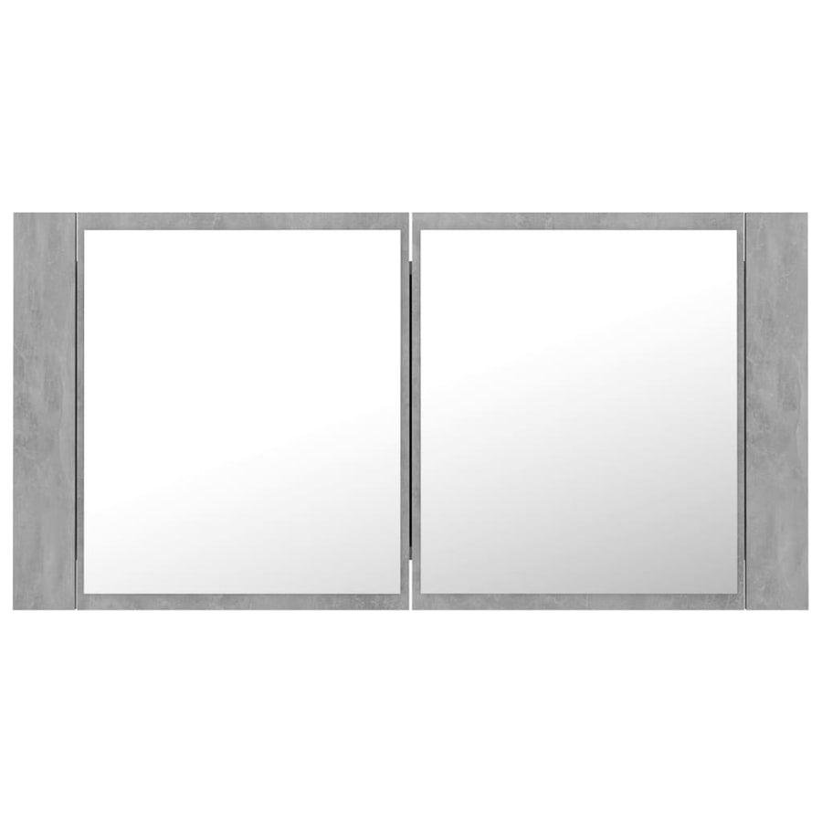 Badkamerkast met spiegel en LED 90x12x45 cm acryl betongrijs Betongrijs