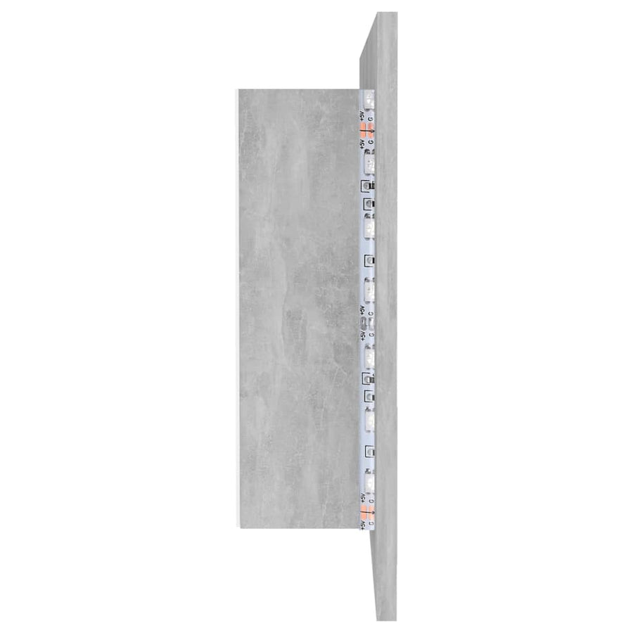 Badkamerkast met spiegel en LED 90x12x45 cm acryl betongrijs Betongrijs