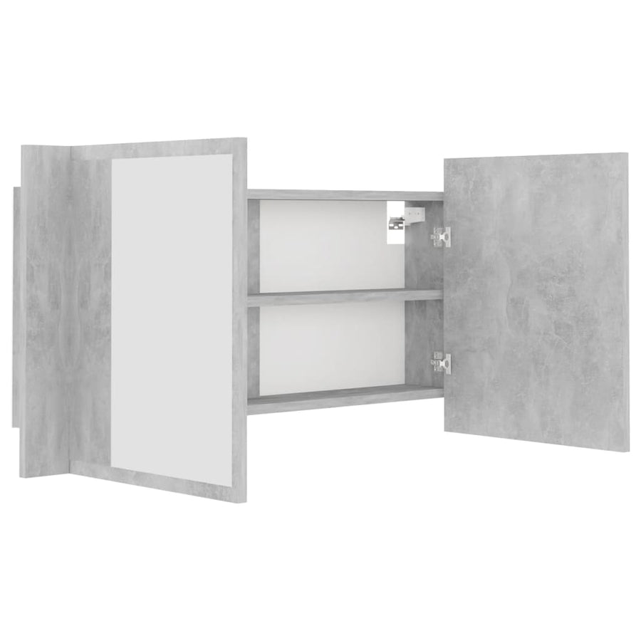 Badkamerkast met spiegel en LED 90x12x45 cm acryl betongrijs Betongrijs