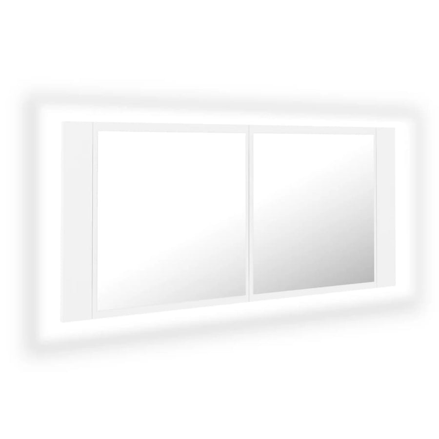 Badkamerkast Met Spiegel En Led 00X2X45 Cm Acryl Wit
