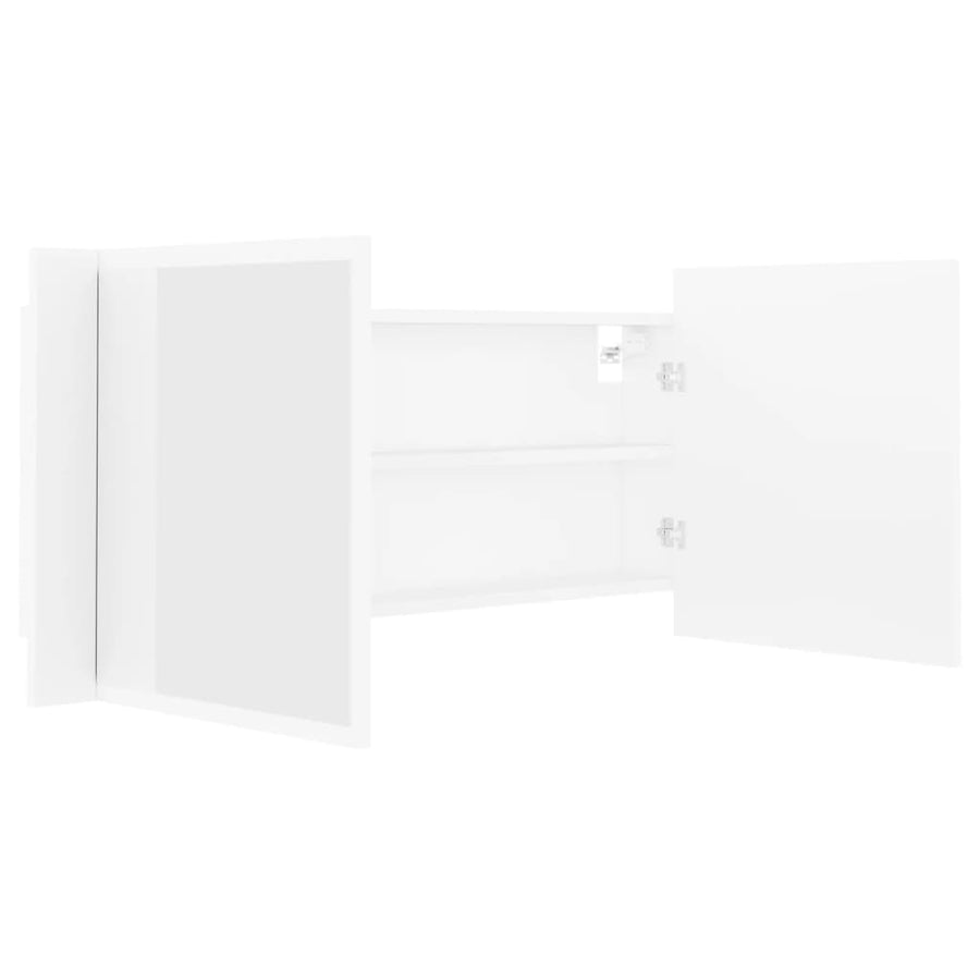 Badkamerkast Met Spiegel En Led 00X2X45 Cm Acryl Wit