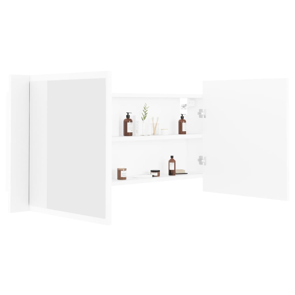 Badkamerkast Met Spiegel En Led 00X2X45 Cm Acryl Wit
