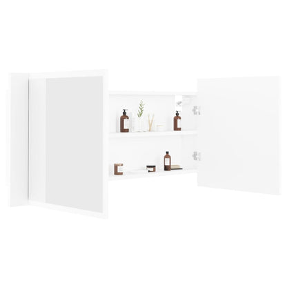 Badkamerkast Met Spiegel En Led 00X2X45 Cm Acryl Wit