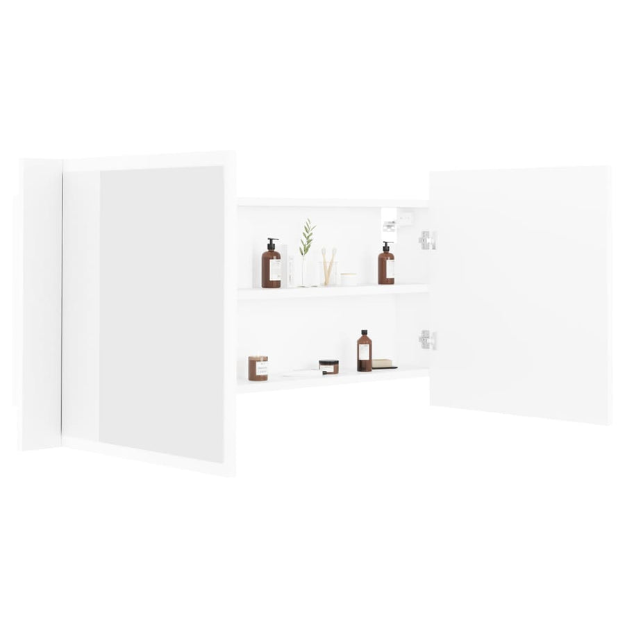 Badkamerkast Met Spiegel En Led 00X2X45 Cm Acryl Wit