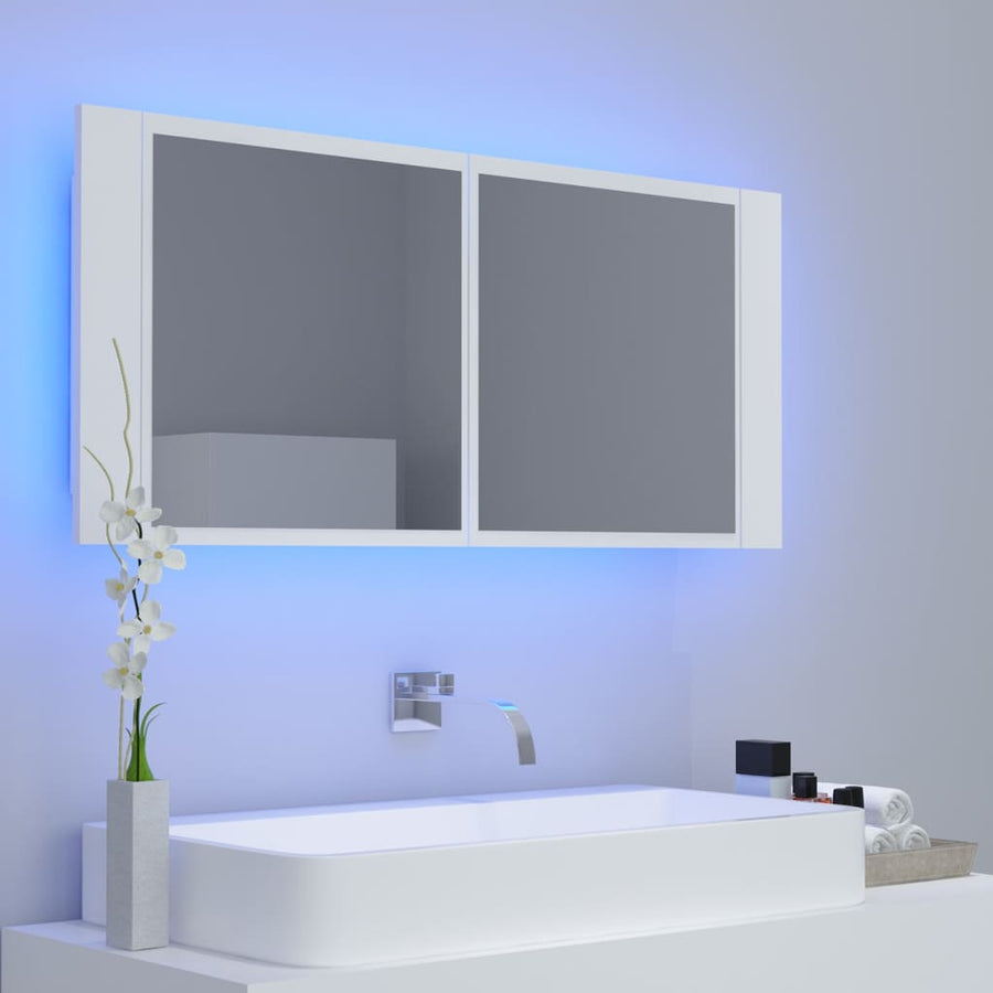 Badkamerkast Met Spiegel En Led 00X2X45 Cm Acryl Wit