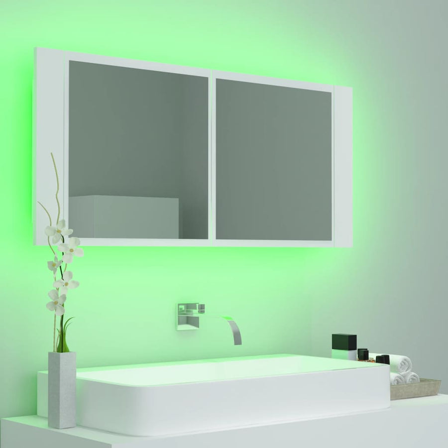 Badkamerkast Met Spiegel En Led 00X2X45 Cm Acryl Wit