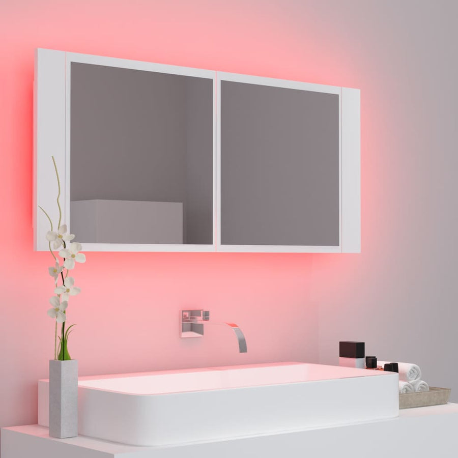 Badkamerkast Met Spiegel En Led 00X2X45 Cm Acryl Wit