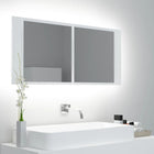 Bathroom cabinet with mirror and LED 100x12x45 cm acrylic white