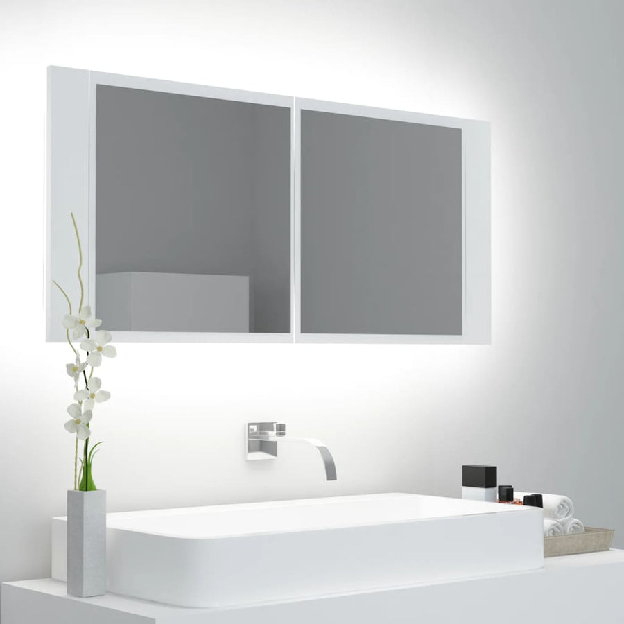 Badkamerkast Met Spiegel En Led 00X2X45 Cm Acryl Wit