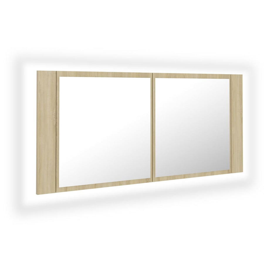 Badkamerkast Met Spiegel Led Acryl Kleurig Sonoma eiken
