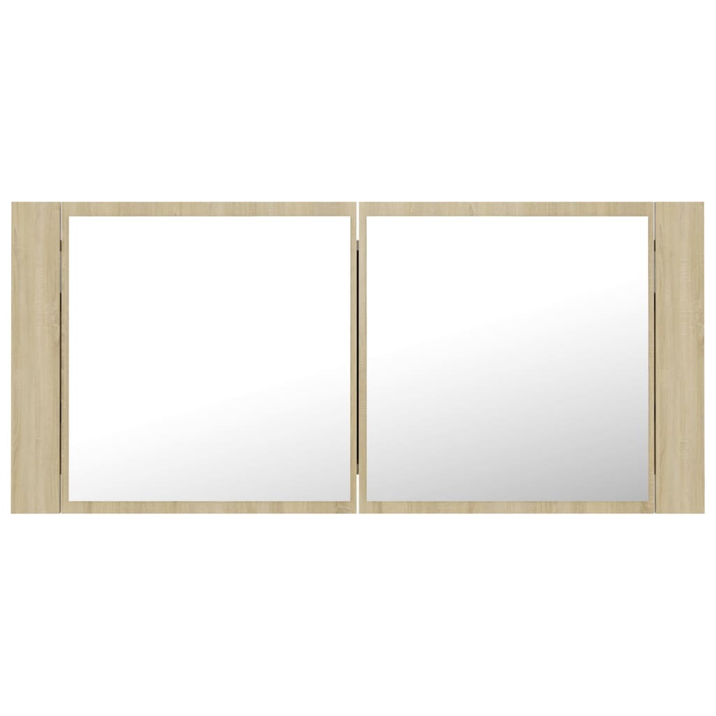 Badkamerkast Met Spiegel Led Acryl Kleurig Sonoma eiken