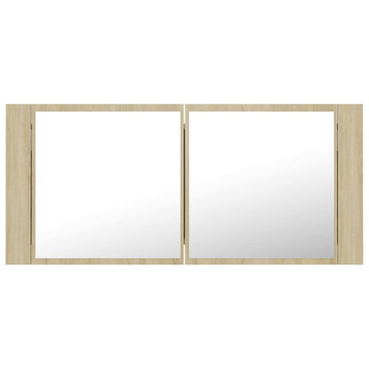 Badkamerkast Met Spiegel Led Acryl Kleurig Sonoma eiken