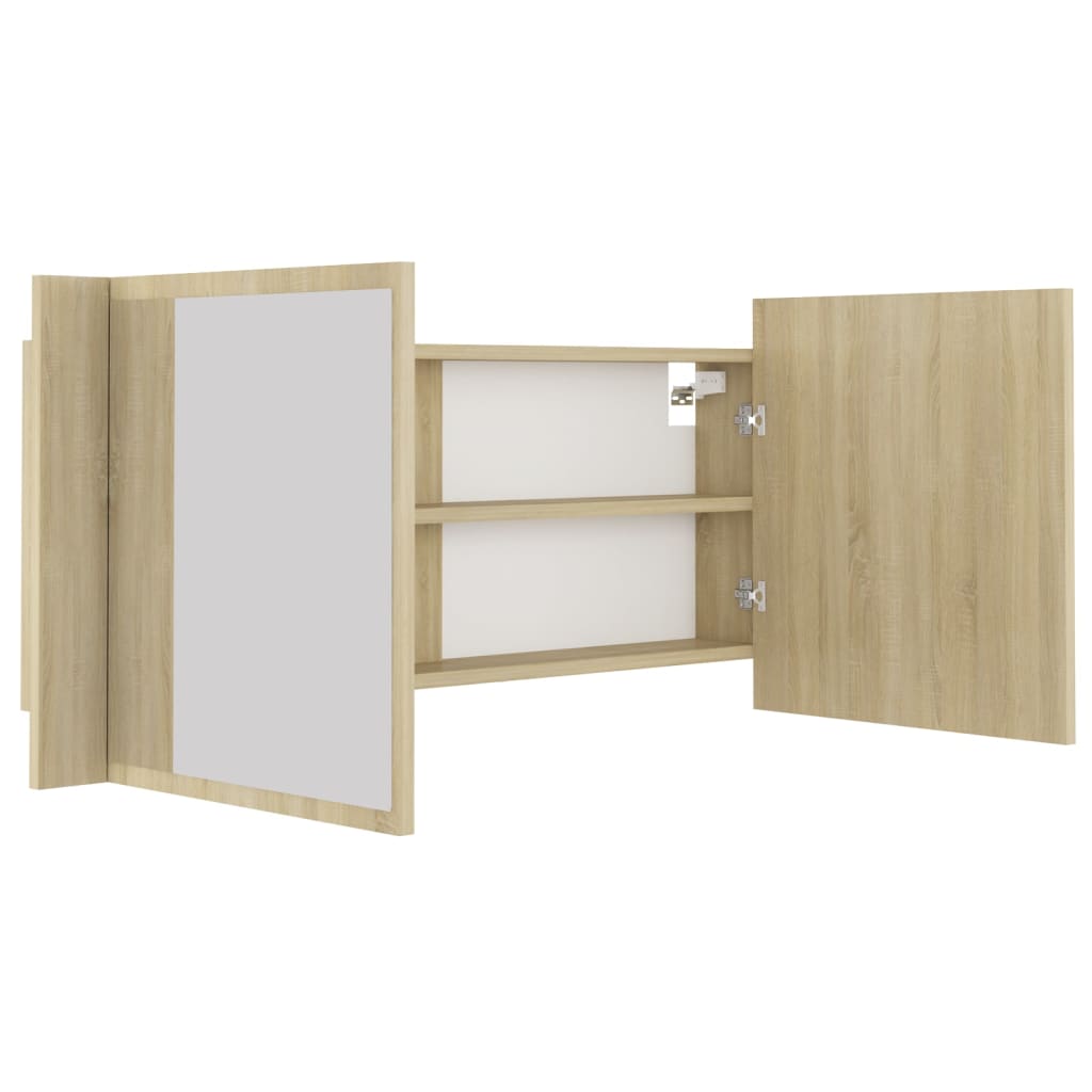 Badkamerkast Met Spiegel Led Acryl Kleurig Sonoma eiken